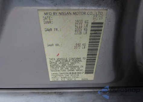 2015 Nissan Altima 2.5/2.5 S/2.5 Sl/2.5 Sv from USA, damaged, VIN 1N4AL3AP2FN888907